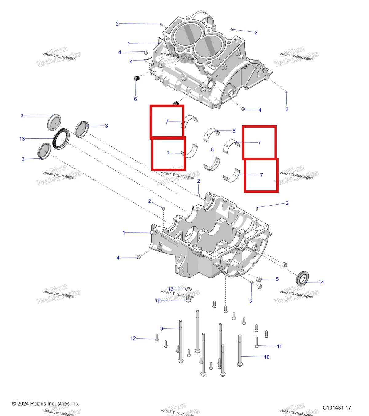 Деталь 3515829 на схеме узла Engine, Crankcase