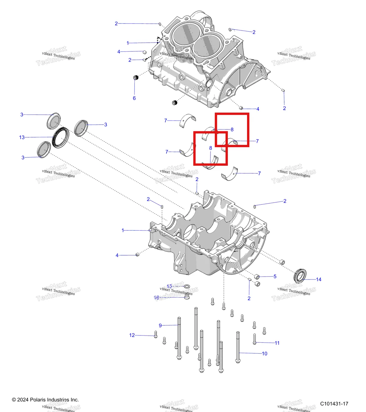 Деталь 3515830 на схеме узла Engine, Crankcase