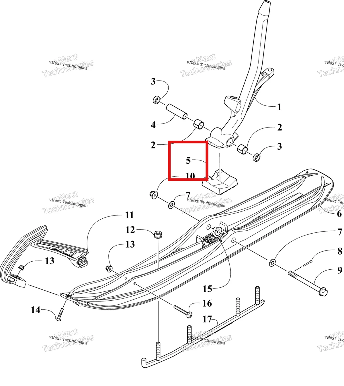 Деталь 3603-237 на схеме узла Ski And Spindle Assembly