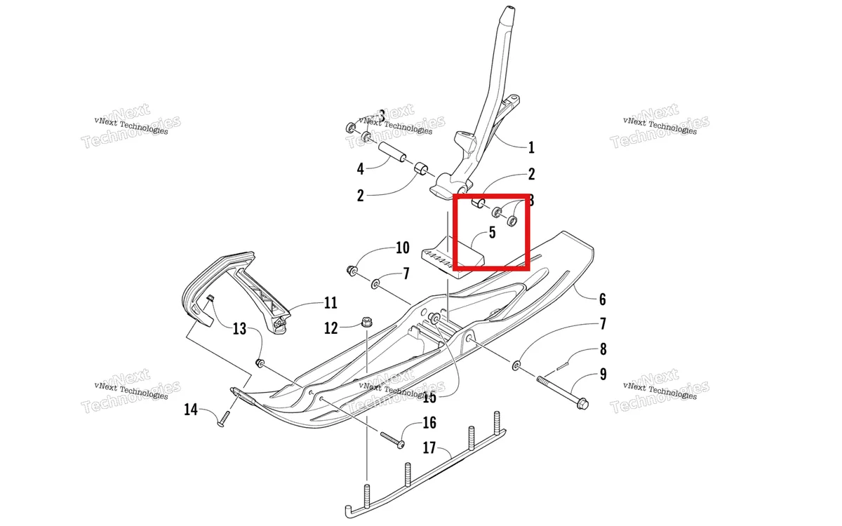 Деталь 3603-305 на схеме узла Ski And Spindle Assembly