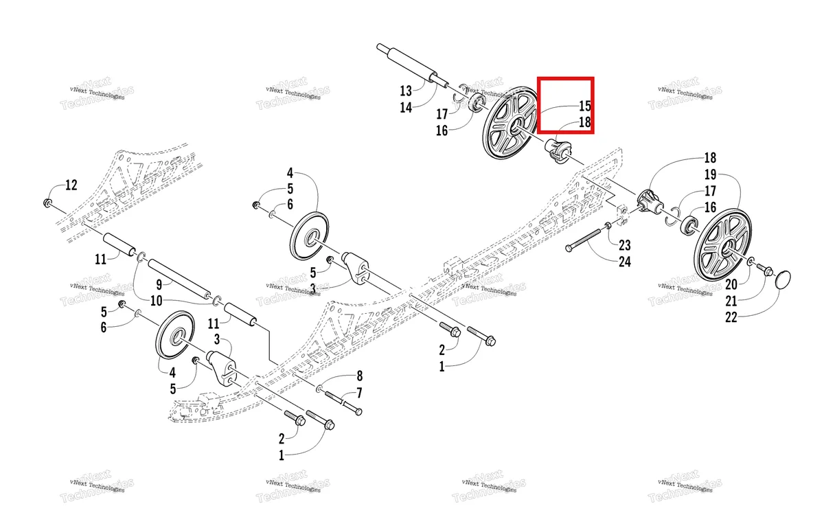 Деталь 3604-073 на схеме узла Idler Wheel Assembly