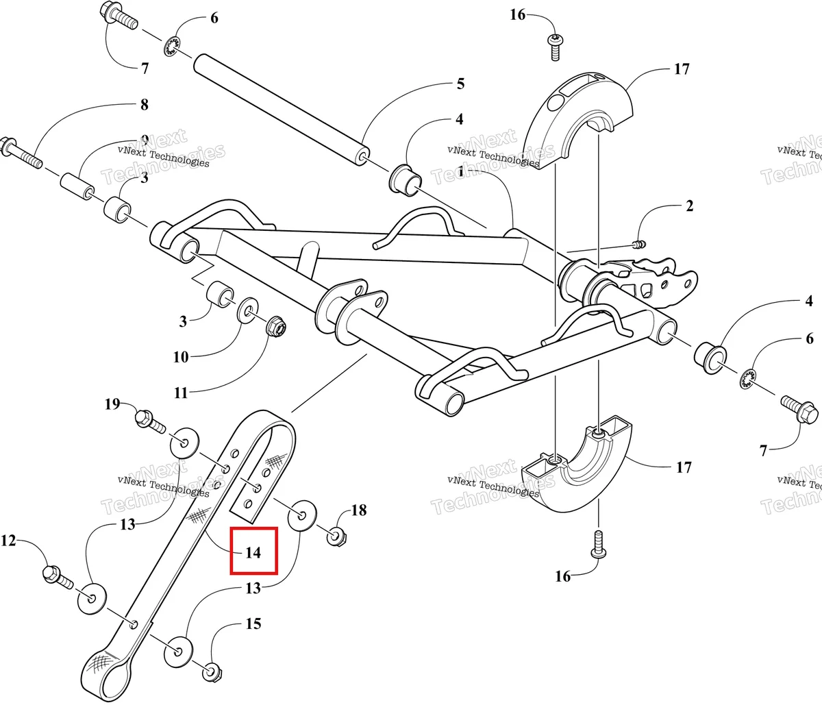Деталь 3604-391 на схеме узла Rear Suspension Front Arm Assembly