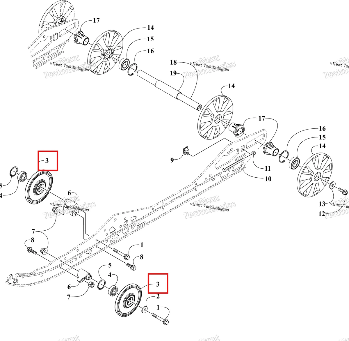 Деталь 3604-807 на схеме узла GREEN (S2026CADRNUSG) Idler Wheel Assembly