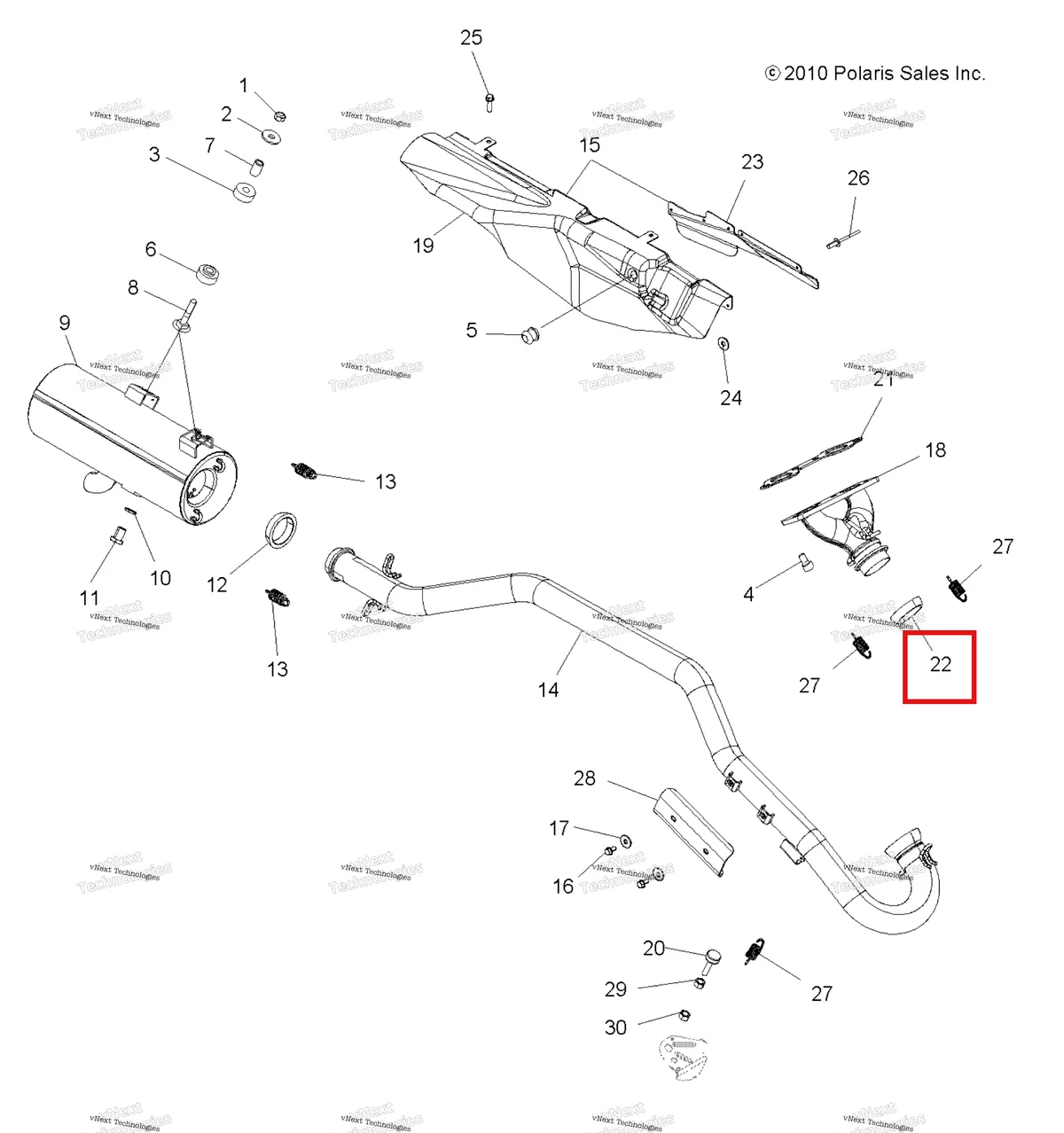 Деталь 3610119 на схеме узла Engine, Exhaust