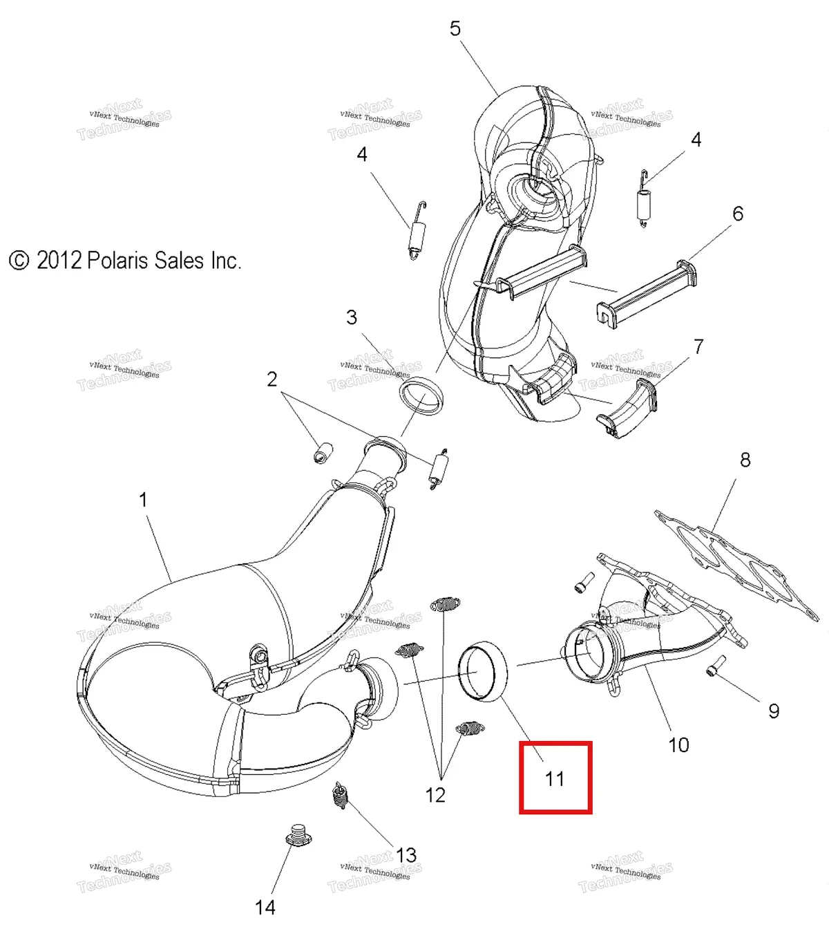 Деталь 3610169 на схеме узла Engine, Exhaust All Options