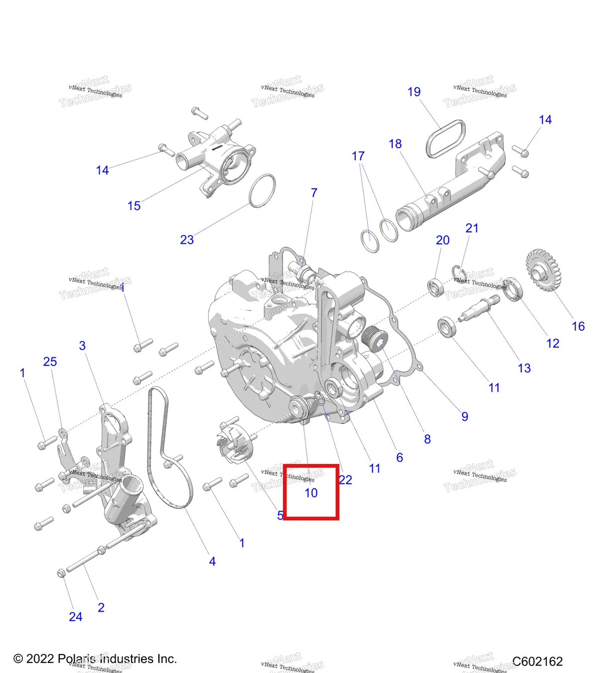 Деталь 3610173 на схеме узла Engine, Cooling System/Water Pump