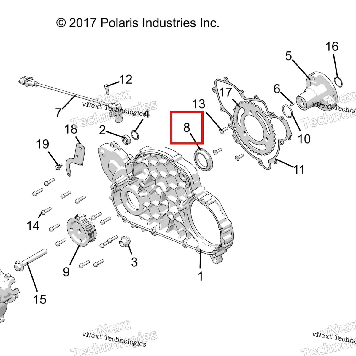 Деталь 3610176 на схеме узла Engine, Mag Cover Mount