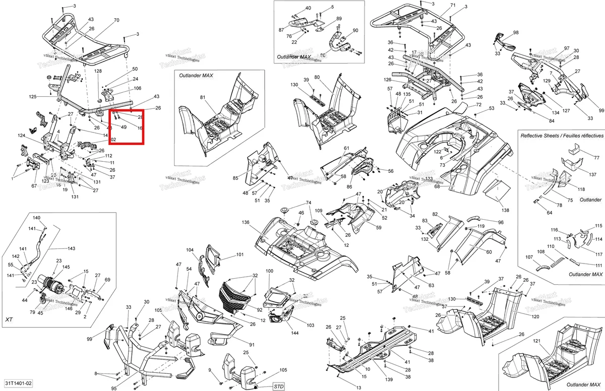 Деталь 365901100 на схеме узла 2014 Can-Am OUTLANDER 400 EFI, STD, XT Body And Accessories