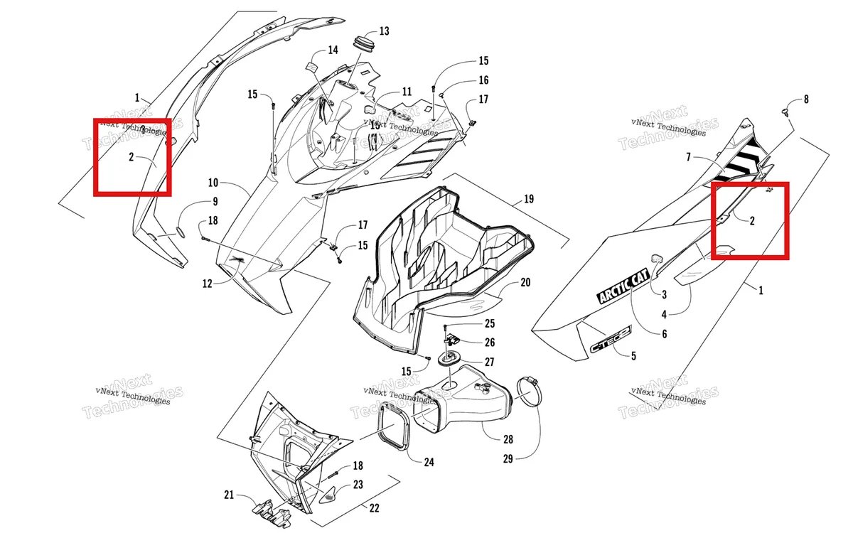 Деталь 3718-612 на схеме узла Hood And Air Intake Assembly