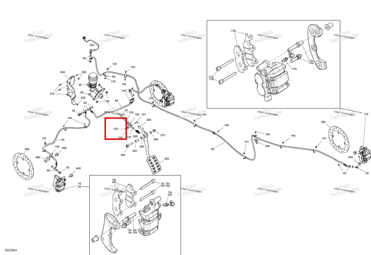 Деталь 371800700 на схеме узла 2020 Can-Am Commander 800R EFI Brakes