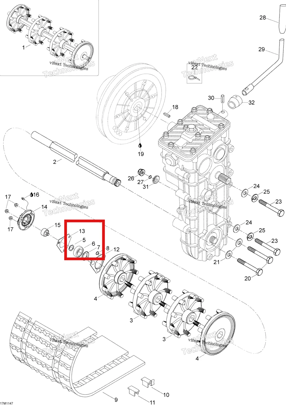 Деталь 371910200 (Пружинное стопорное кольцо) на схеме узла 2012 Ski-Doo Skandic SWT V800 YetiII Drive System