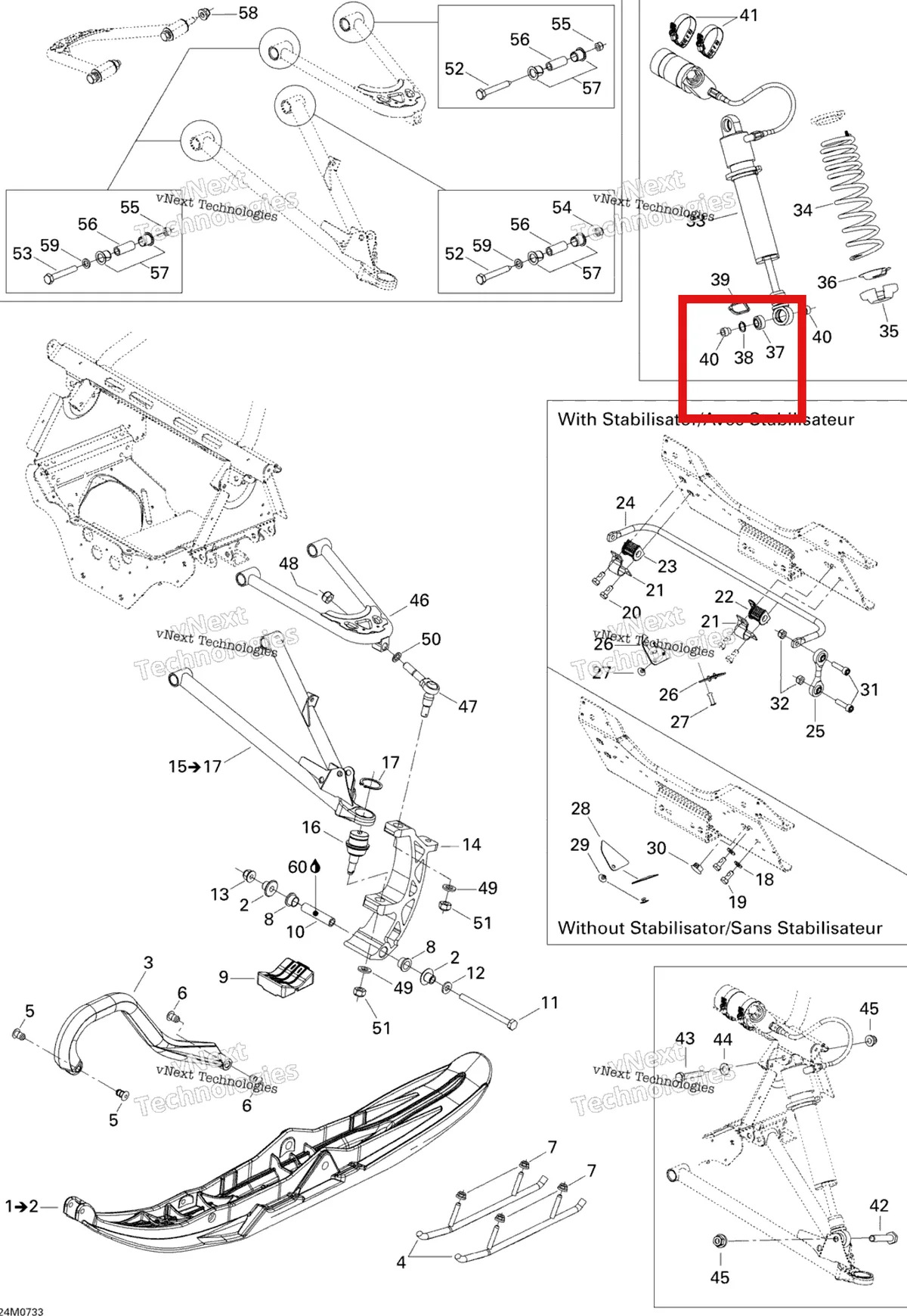 Деталь 371910600 (Пружинное стопорное кольцо) на схеме узла 2007 Ski-Doo MX Z 440X Racing Front Suspension And Ski
