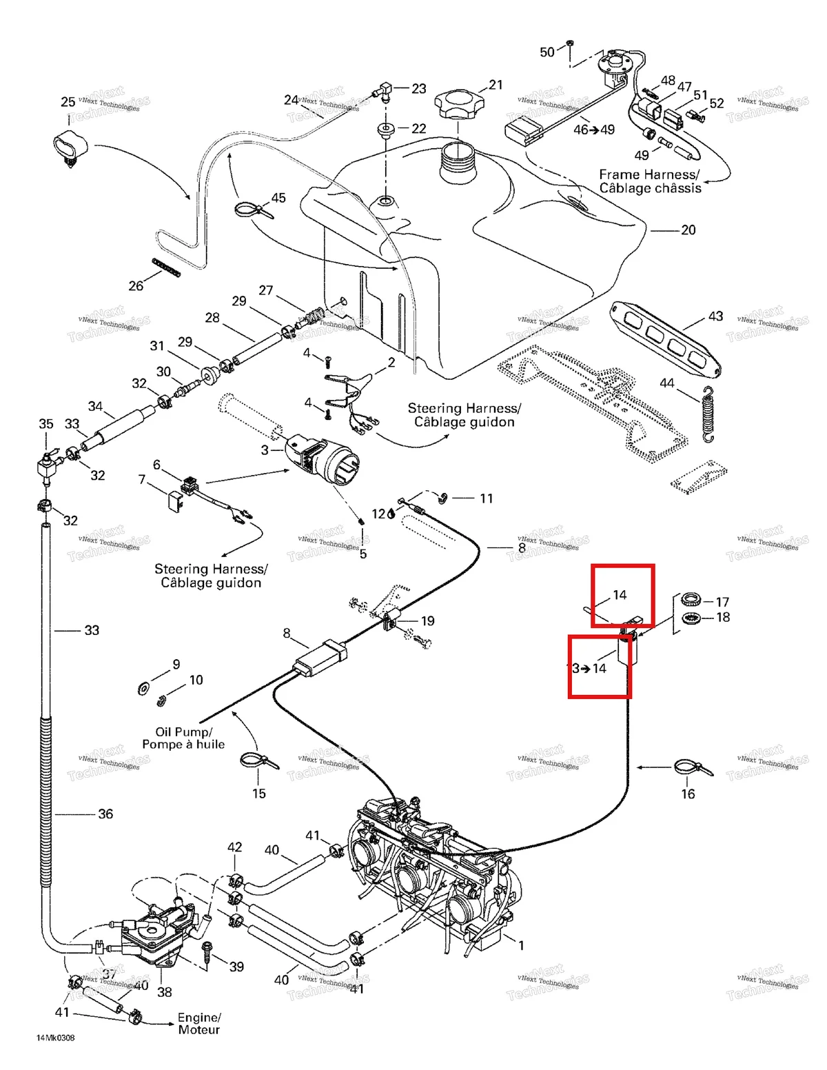 Деталь 372118400 на схеме узла 2003 Ski-Doo Mach Z Fuel System