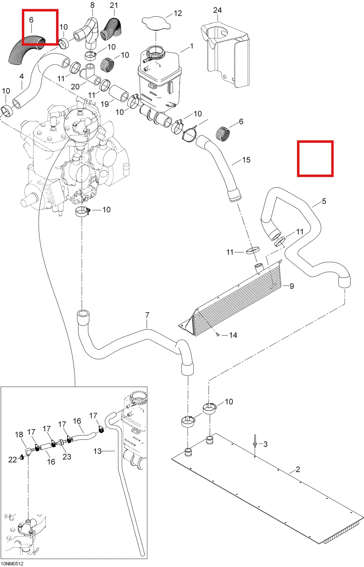 Деталь 390003 (Трубопровод) на схеме узла 01- Cooling System