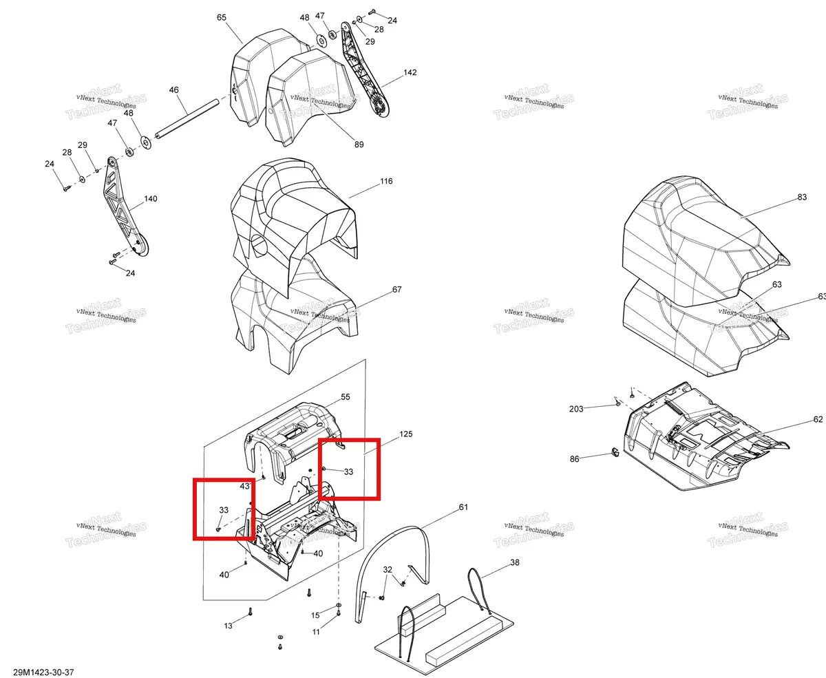 Деталь 390410100 (Заклепки 3/16вЂќ) на схеме узла 2014 Ski-Doo EXPEDITION SPORT 550F XP Seat