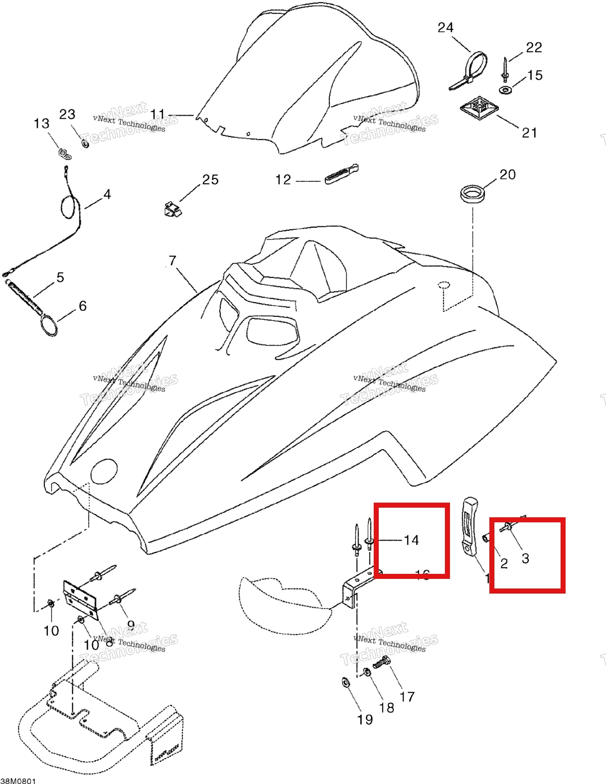 Деталь 390906800 (заклёпка) на схеме узла 2008 Ski-Doo Mini Z Cab And Console