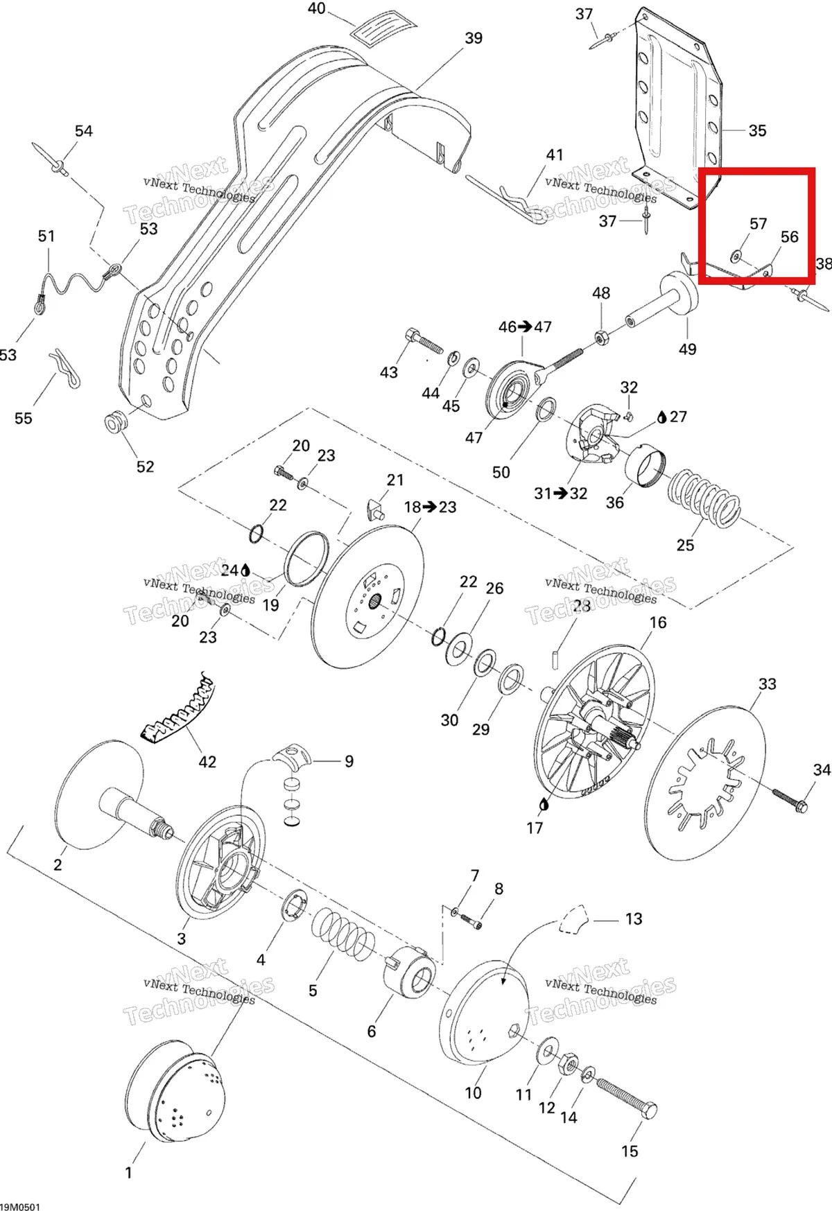 Деталь 391300800 на схеме узла 2005 Ski-Doo Tundra R Pulley System