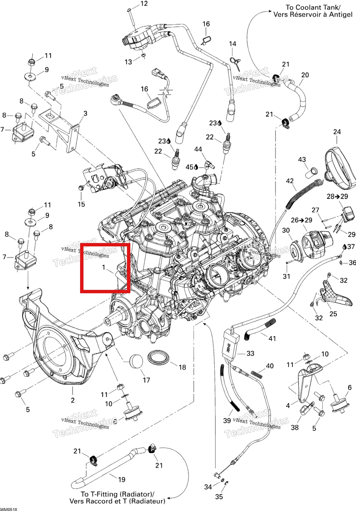 Деталь 400101112 на схеме узла 2005 Ski-Doo Mach Z 1000 SDI Engine