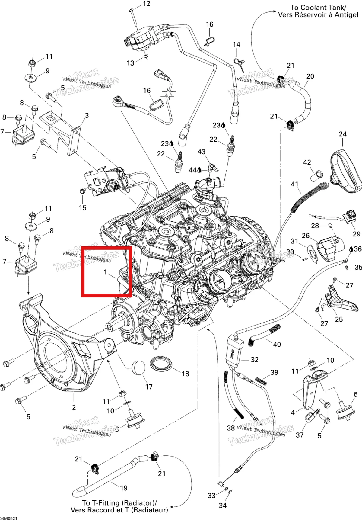 Деталь 400101116 на схеме узла 2005 Ski-Doo Summit 1000 SDI, Highmark & Highmark X Engine