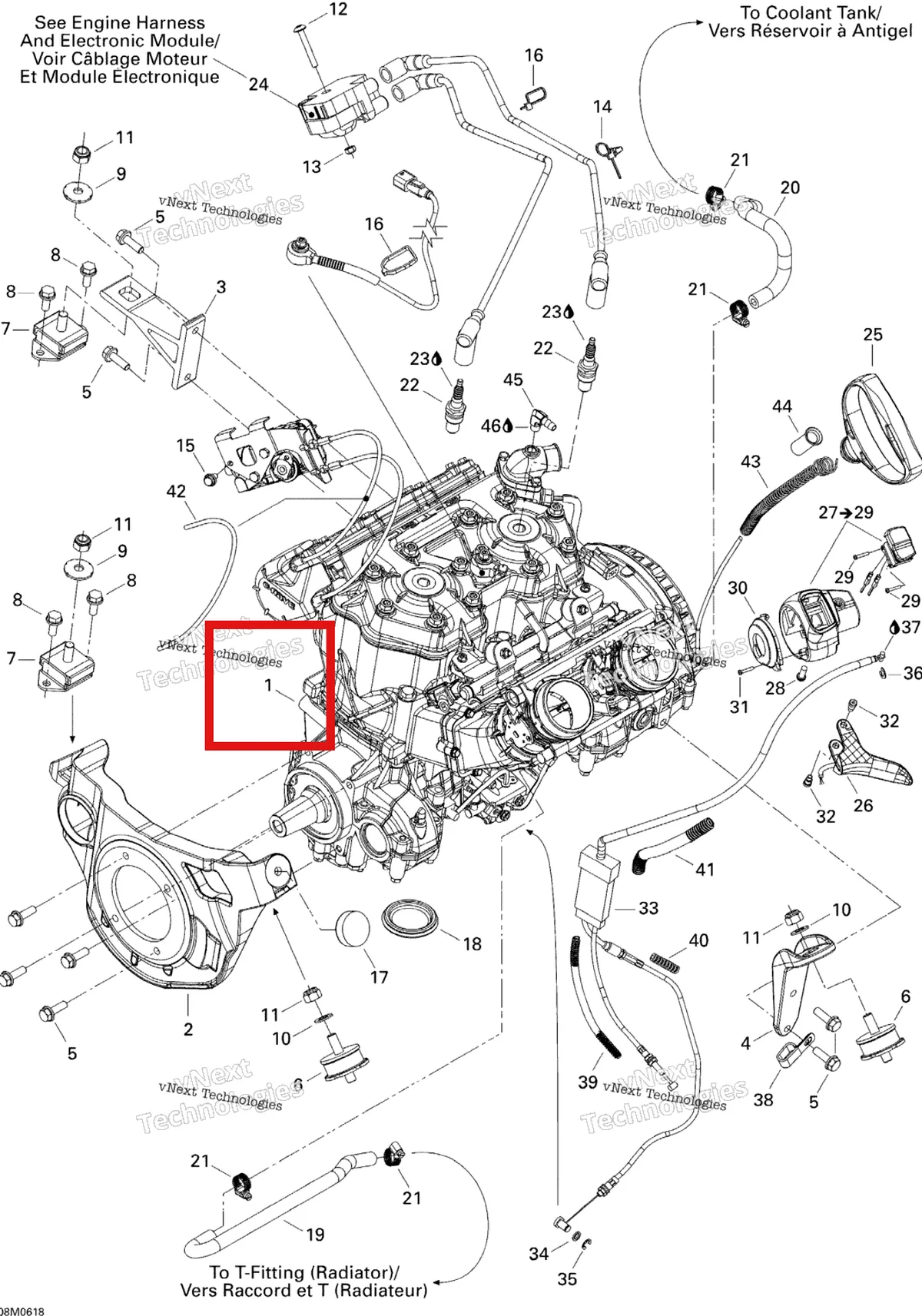 Деталь 400101118 на схеме узла 2006 Ski-Doo Mach Z 1000 SDI Adrenaline & X Engine