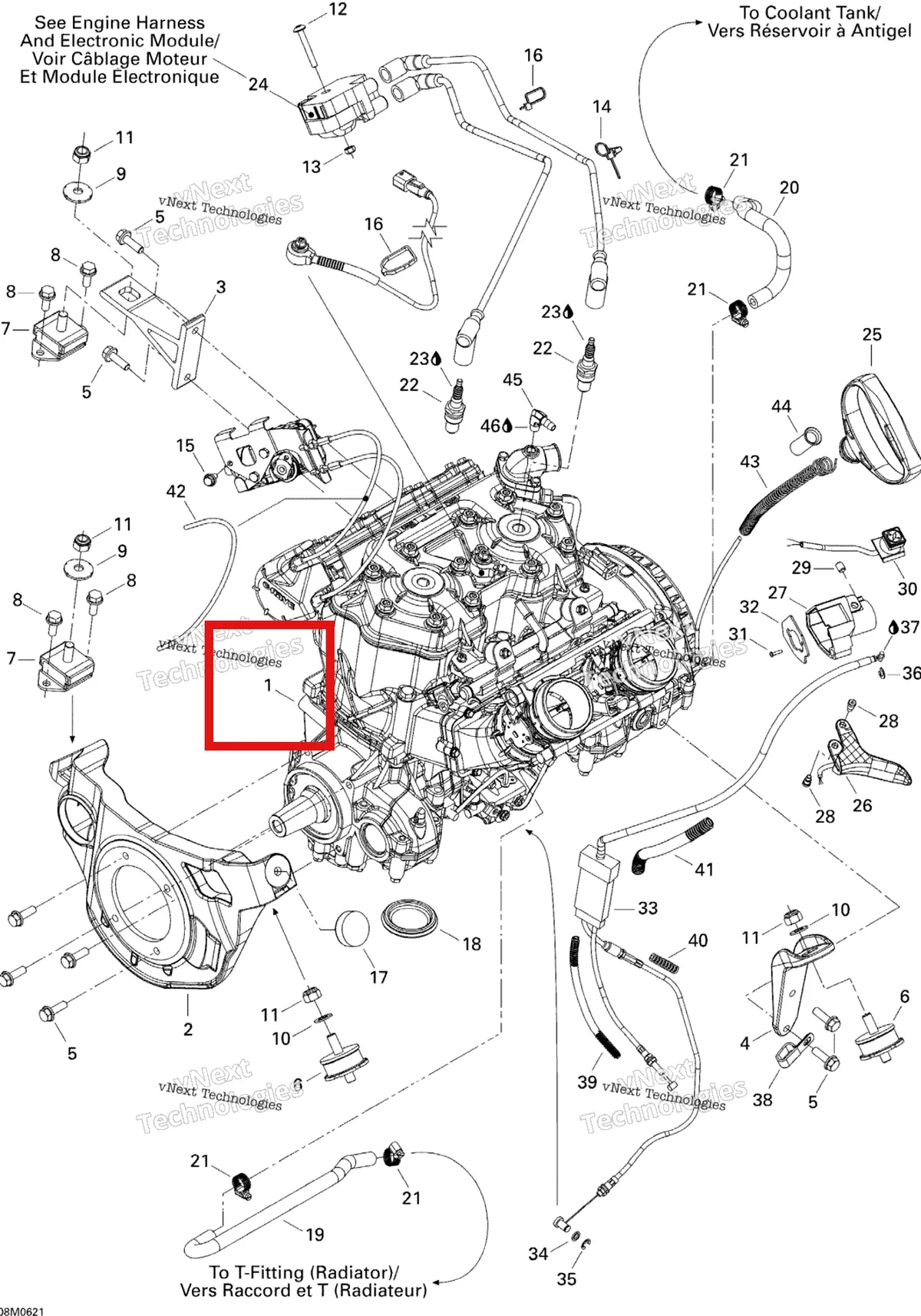 Деталь 400101120 на схеме узла 2006 Ski-Doo Summit 1000 SDI, Highmark & Highmark X Engine And Engine Support