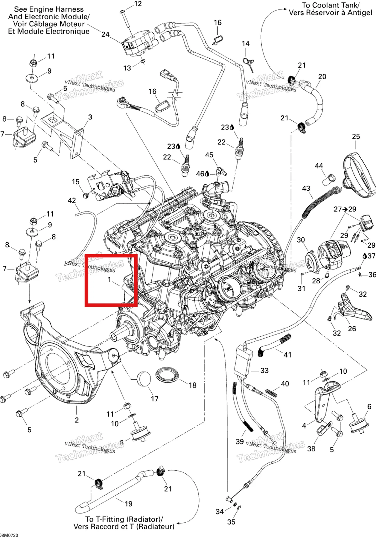 Деталь 400101121 на схеме узла 2007 Ski-Doo MACH Z Adrenaline Engine