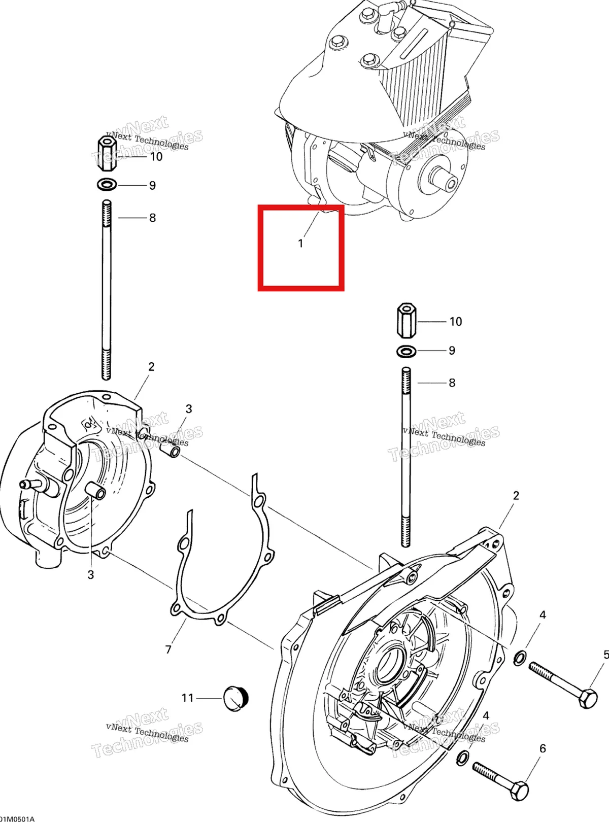 Деталь 400206003 на схеме узла 2005 Ski-Doo Tundra R Crankcase