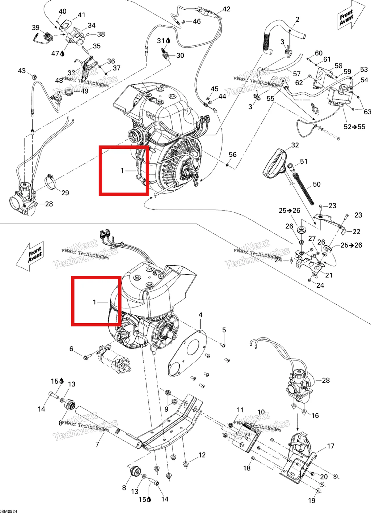 Деталь 400206007 на схеме узла 2009 Ski-Doo Skandic Tundra Engine And Engine Support
