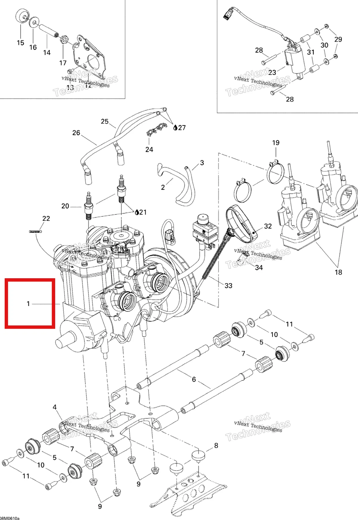 Деталь 400409437 на схеме узла 2006 Ski-Doo MX Z 440 Racing Engine And Engine Support