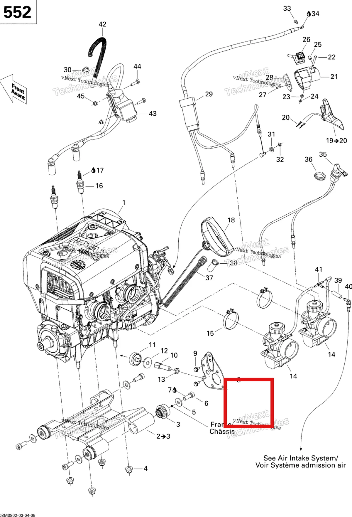 Деталь 400509777 на схеме узла 2008 Ski-Doo GSX 550F Engine And Engine Support