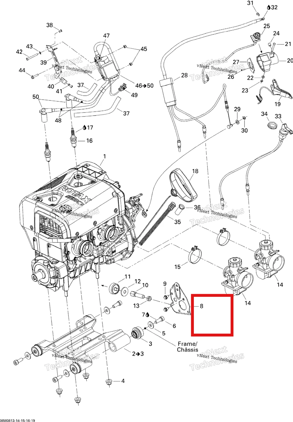 Деталь 400509778 (Двигатель 552) на схеме узла 2008 Ski-Doo Expedition Sport 550F Engine And Engine Support