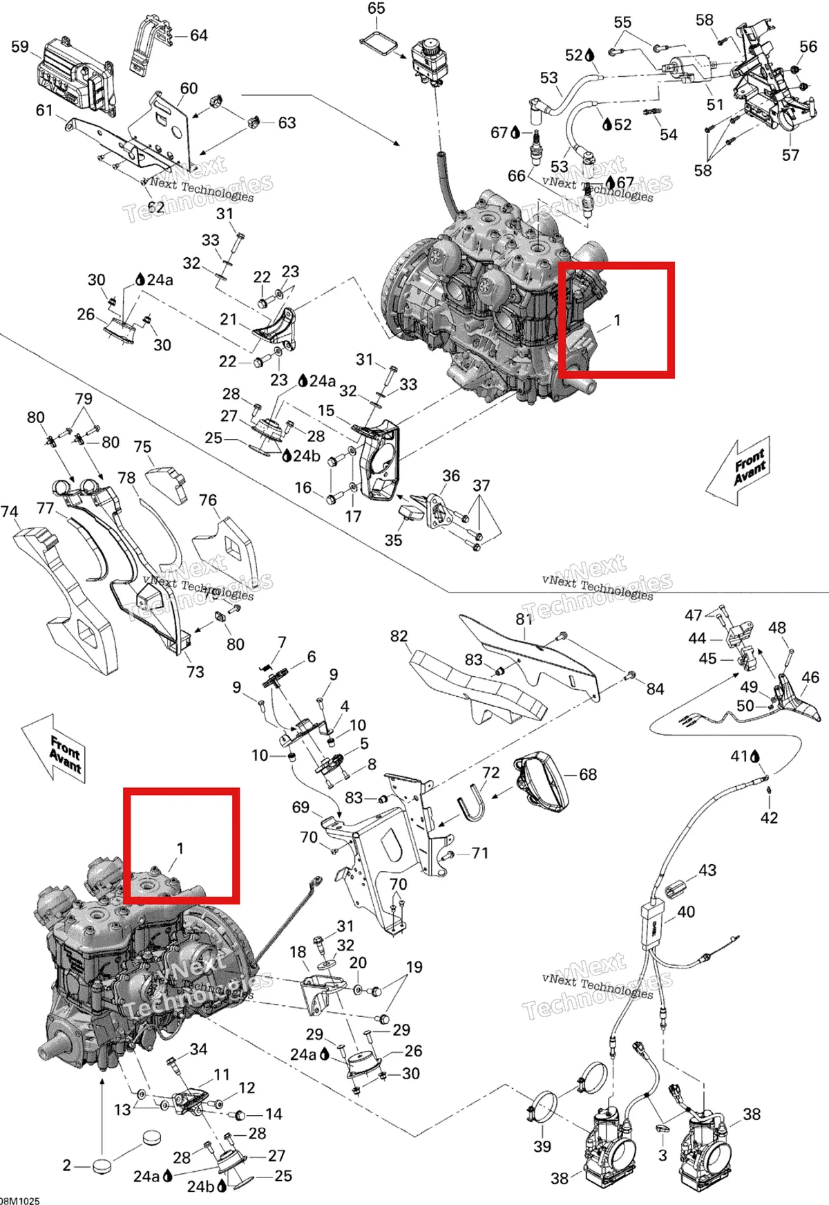 Деталь 400604043 на схеме узла 2010 Ski-Doo MX Z X 600RS Engine And Engine Support
