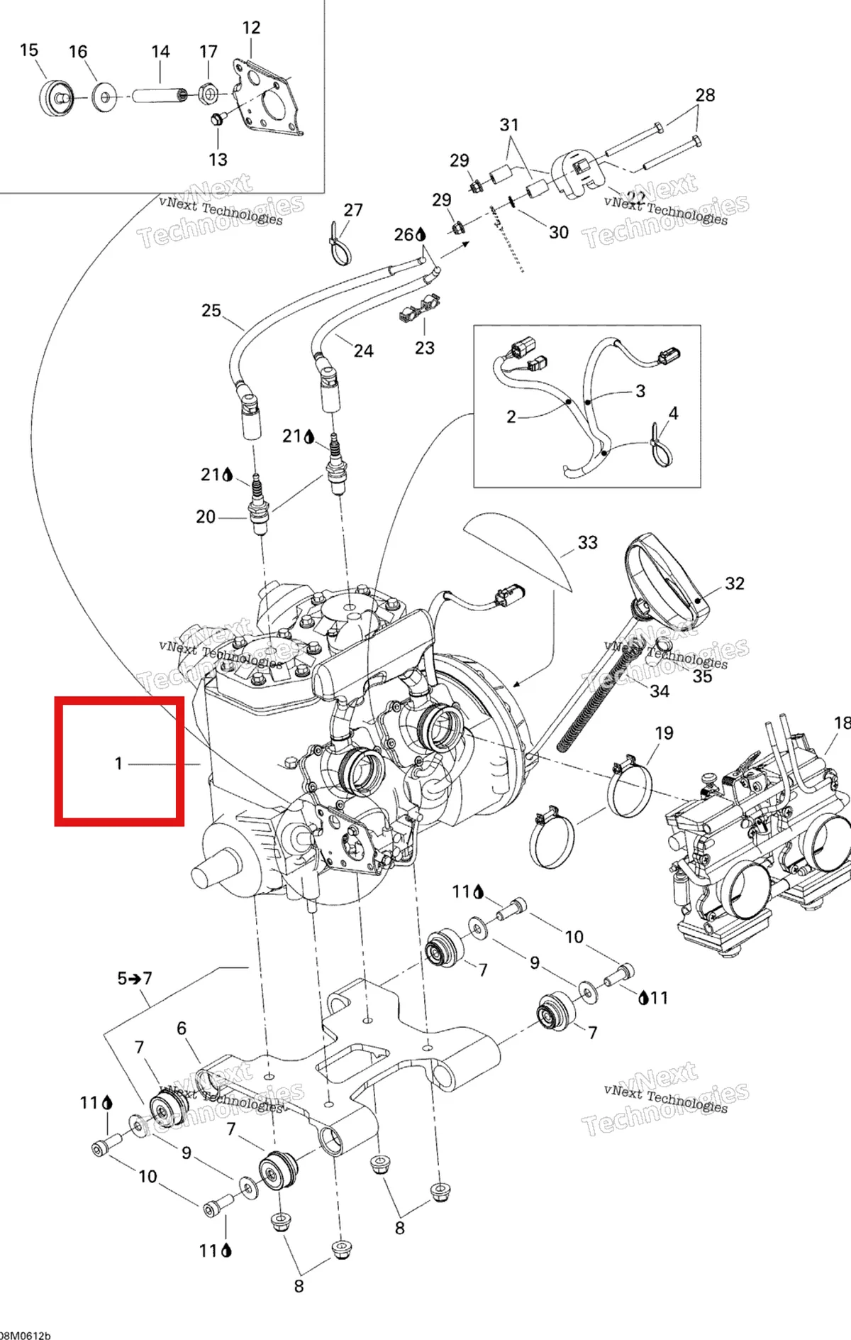 Деталь 400702631 на схеме узла 2006 Ski-Doo Summit 800 HO, Adrenaline & X Engine 1