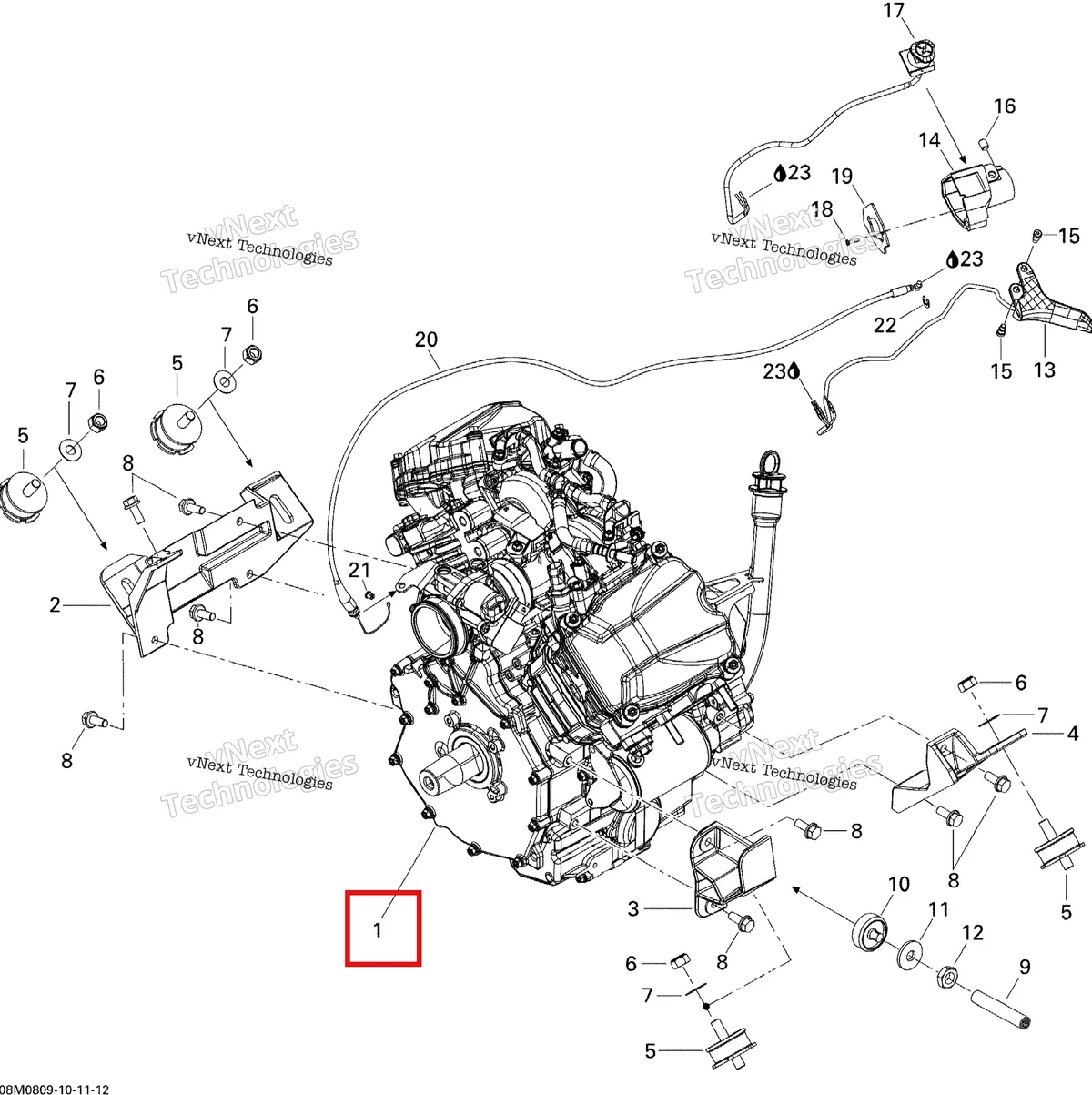Деталь 400800315 (Деталь Engine V810) на схеме узла 2008 Ski-Doo Expedition Sport V-800 Engine And Engine Support