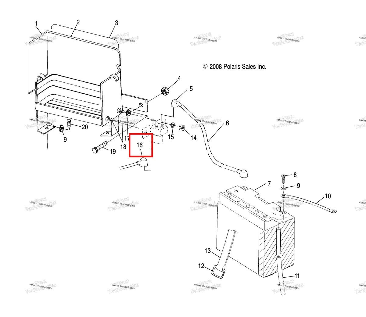 Деталь 4010072 (Discontinued Polaris Widetrak LX (2006) (4010072)) на схеме узла Electrical, Battery