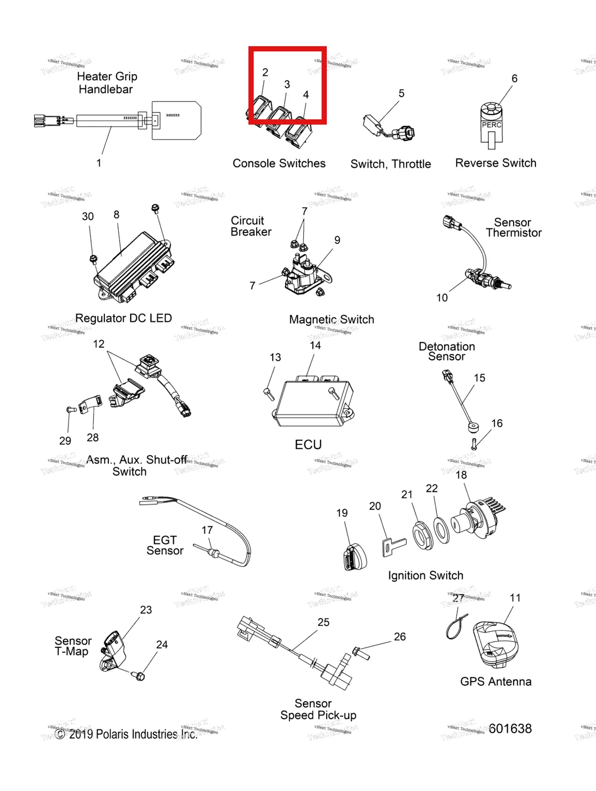 Деталь 4012090 на схеме узла 2022 Polaris 850 RMK PRO 155 2.75