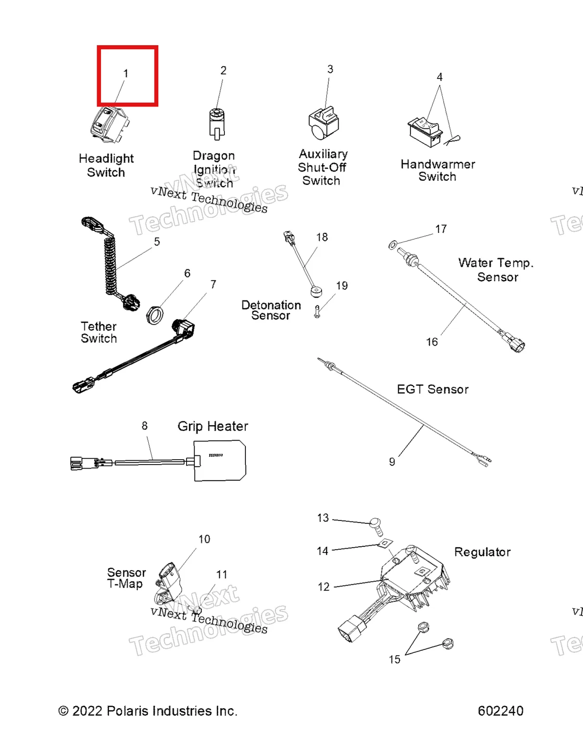 Деталь 4012091 на схеме узла Electrical, Switches/Components