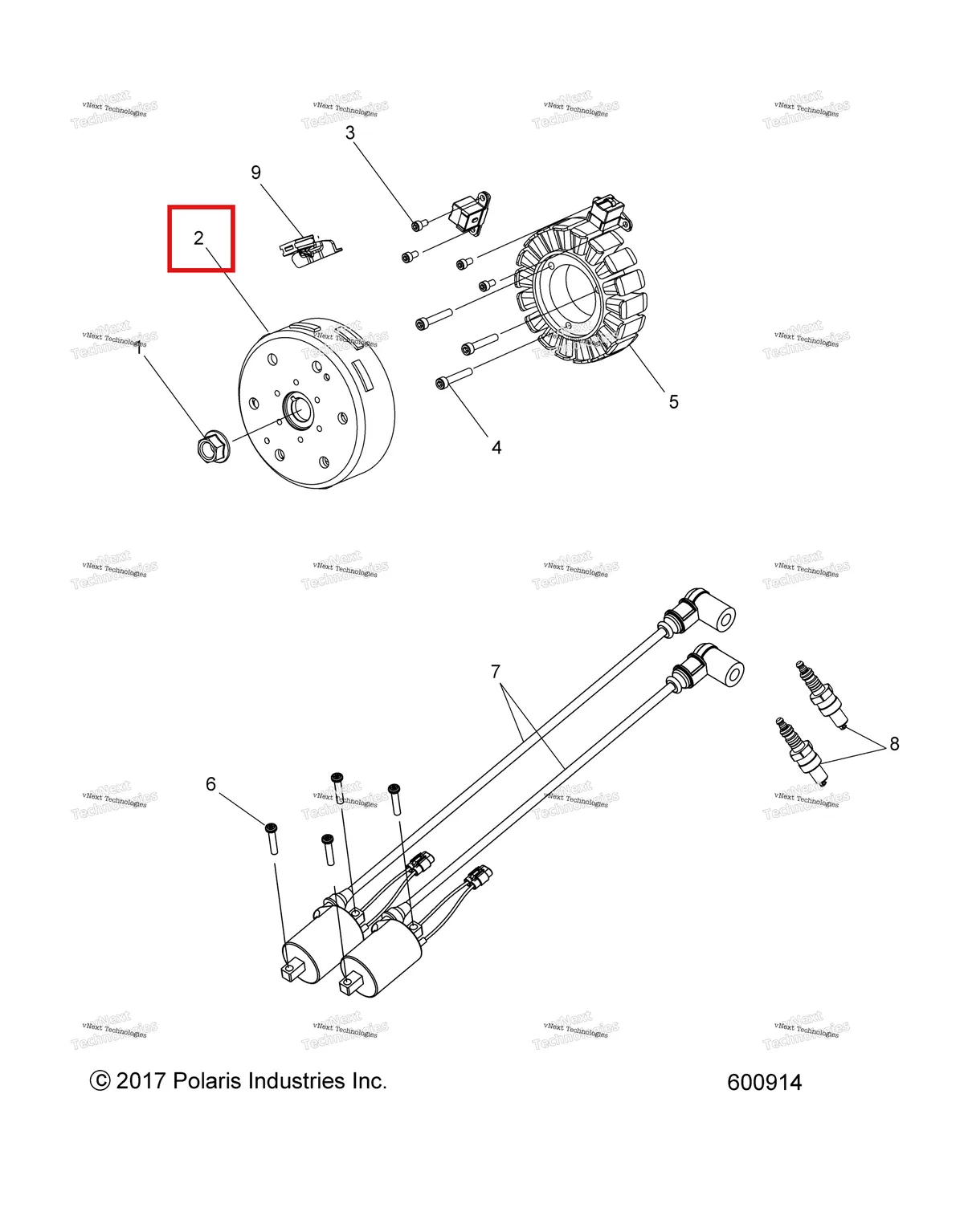 Деталь 4012121 (Маховик Polaris 800 AXYS Pro RMK LE 155 (2017) (4012121)) на схеме узла Electrical, Ignition System All Options