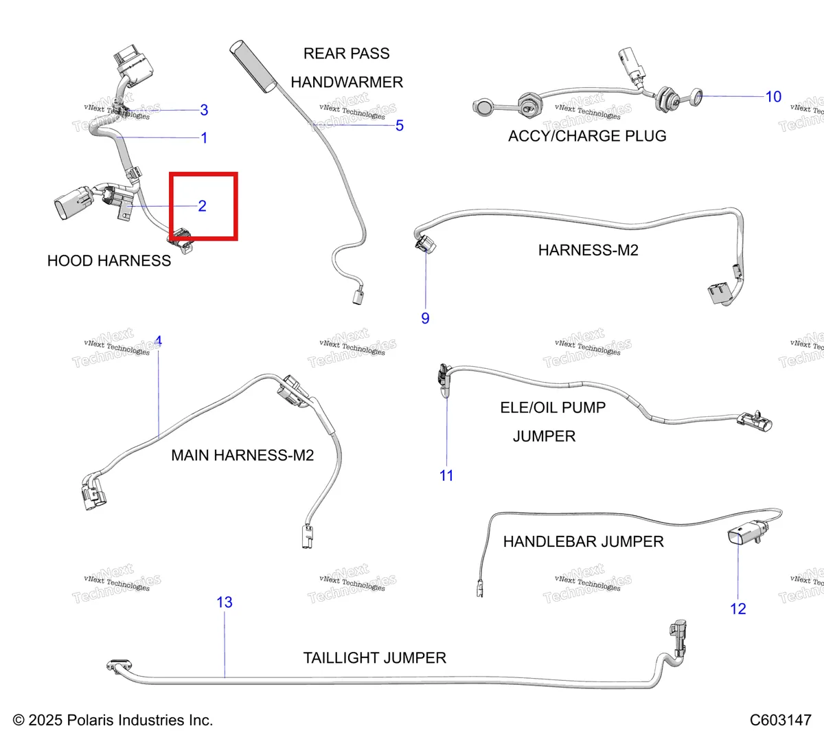 Деталь 4012260 на схеме узла Electrical, Harness, Hood, Jumpers, Misc