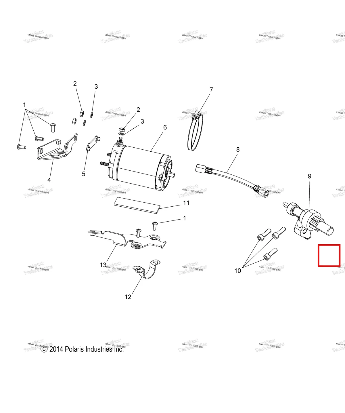 Деталь 4012729 (MOTOR стартер Polaris 800 AXYS Pro RMK LE 155 (2017) (4012729)) на схеме узла Engine, Starter Motor Elect. Start Option