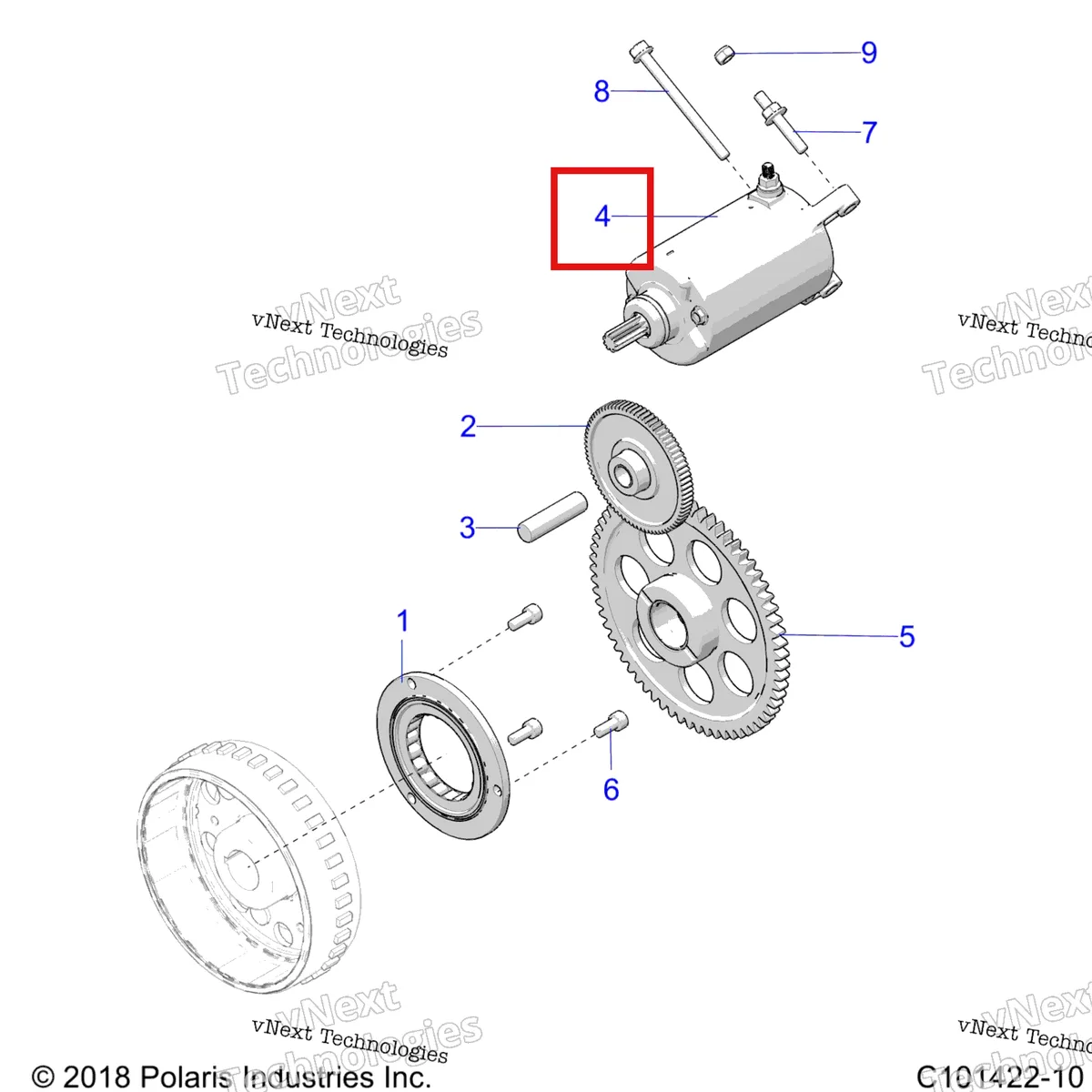 Деталь 4013015 на схеме узла Engine, Starter Drive