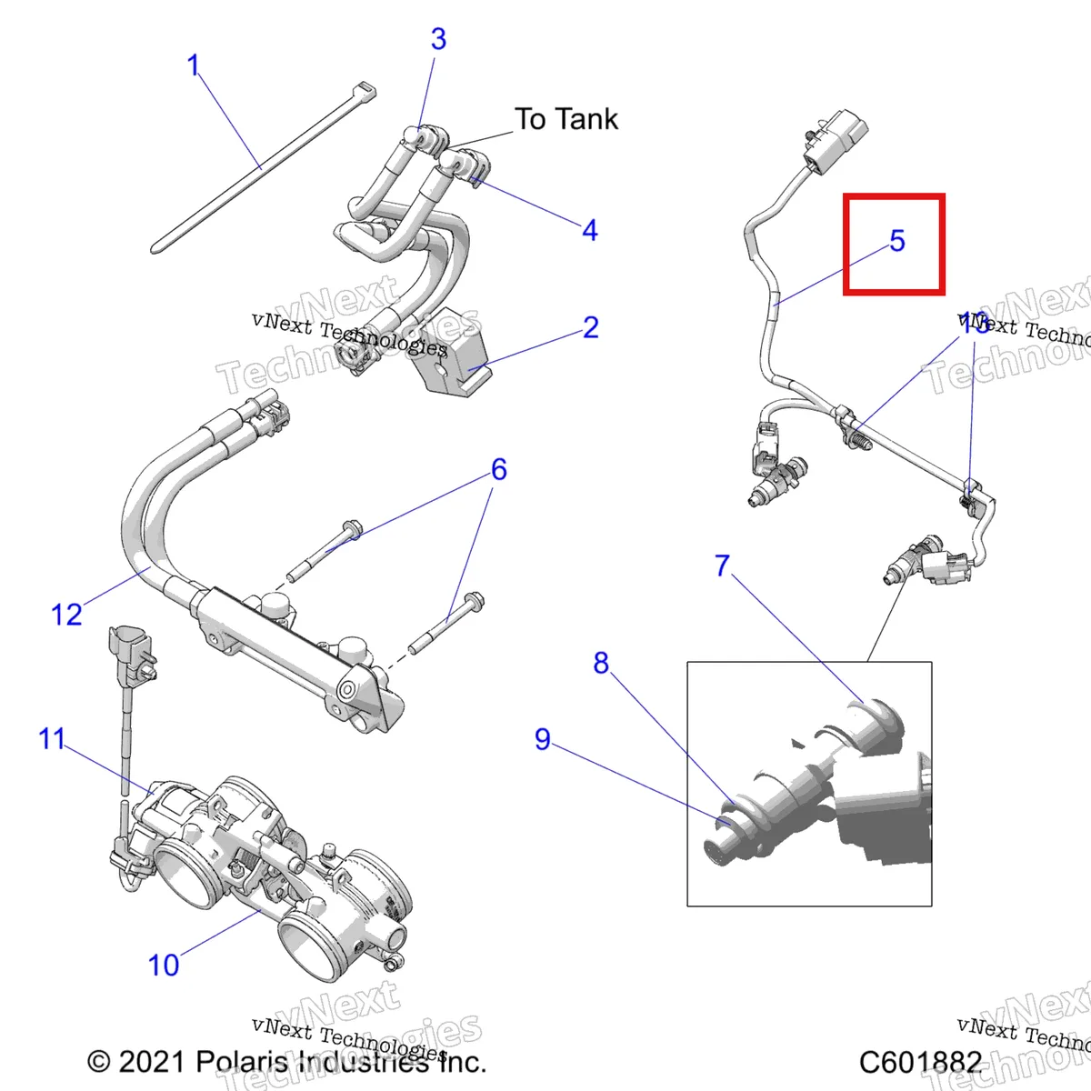 Деталь 4017536 на схеме узла Fuel System, Rail, Lines & Throttle Body