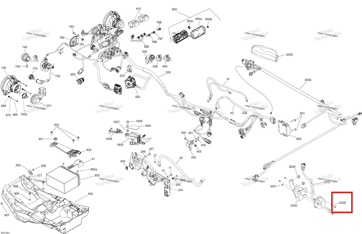 Деталь 40233 на схеме узла 2019 Can-Am Outlander MAX 6X6 - 450 EFI - T3 Electrical 6X6 - 450 Efi - T3