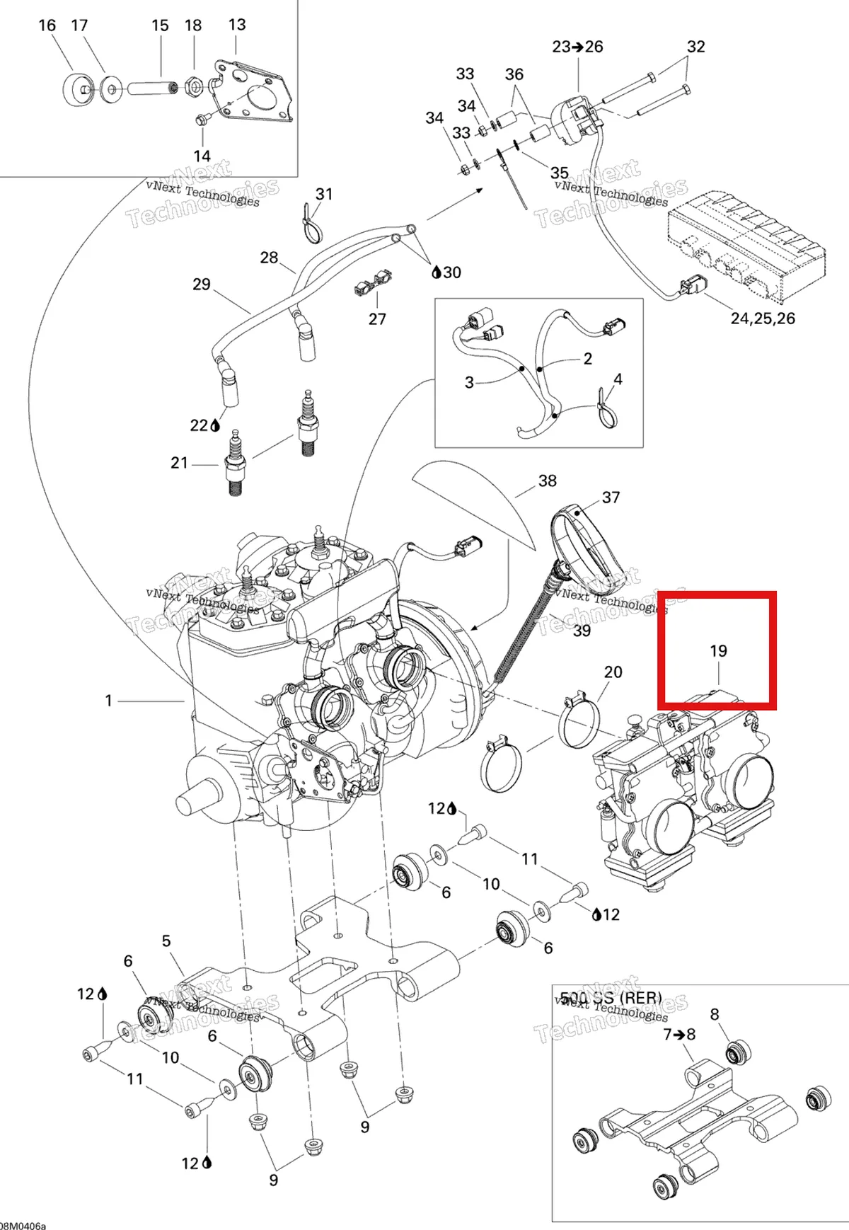 Деталь 403138740 на схеме узла 2004 Ski-Doo GSX 500SS Engine Assembly And Support
