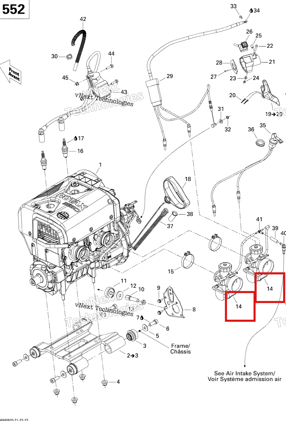 Деталь 403138773 на схеме узла 2009 Ski-Doo Summit Fan Engine And Engine Support