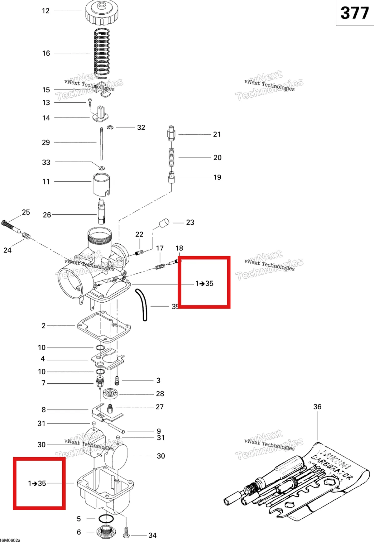 Деталь 403138774 на схеме узла 2006 Ski-Doo GSX 380F Carburetor Gsx 380F