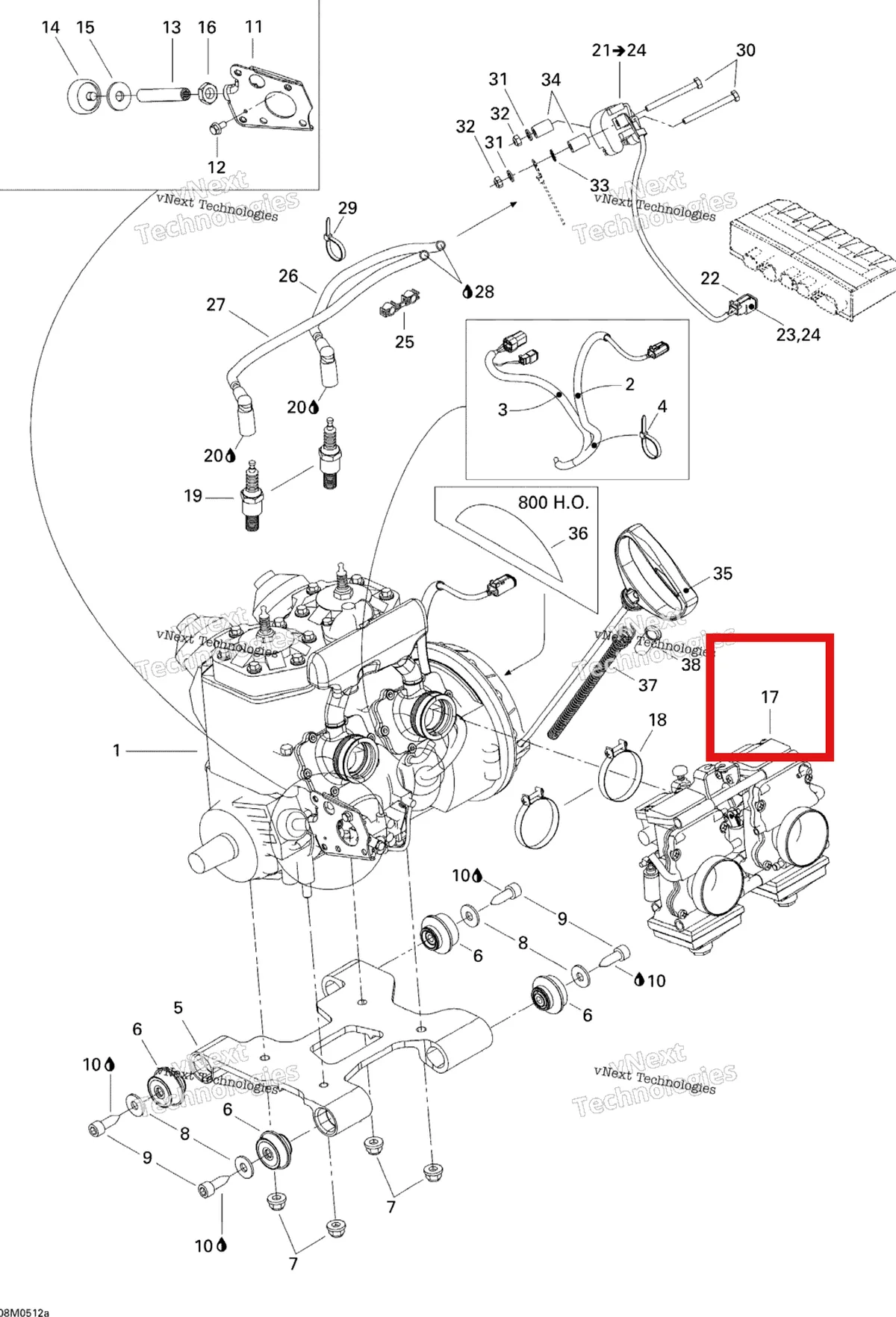 Деталь 403138782 на схеме узла 2005 Ski-Doo Summit 600 HO Engine 1, 600Ho