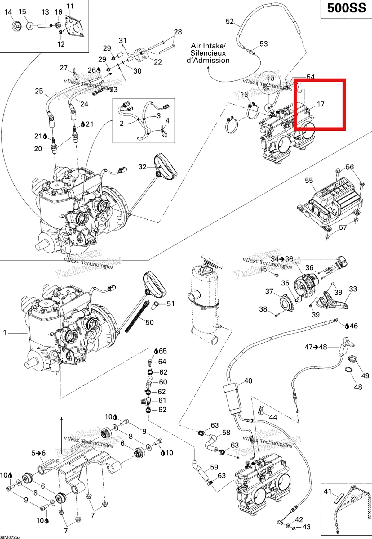 Деталь 403138788 на схеме узла 2007 Ski-Doo GSX Sport 500 SS Engine 500Ss