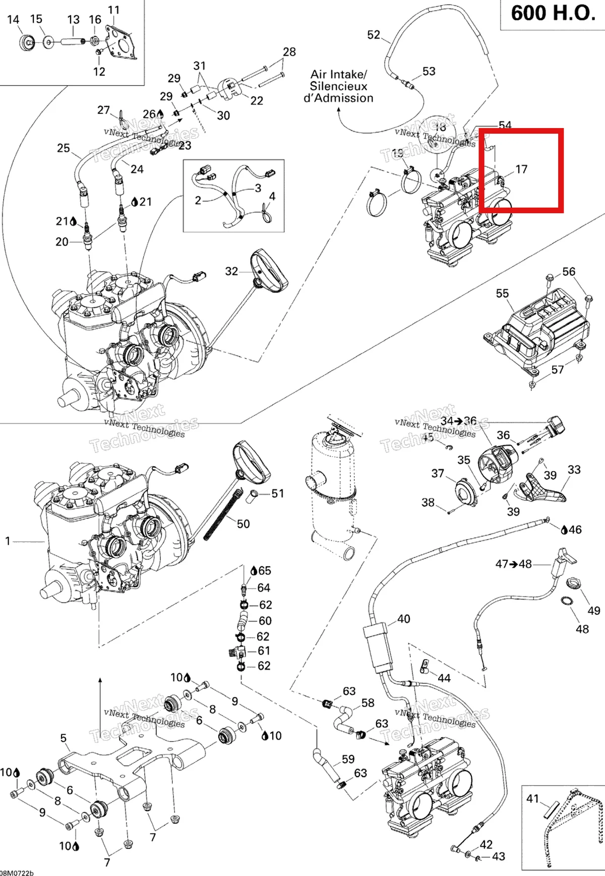 Деталь 403138789 на схеме узла 2007 Ski-Doo MX Z Adrenaline 600 HO Engine 600Ho