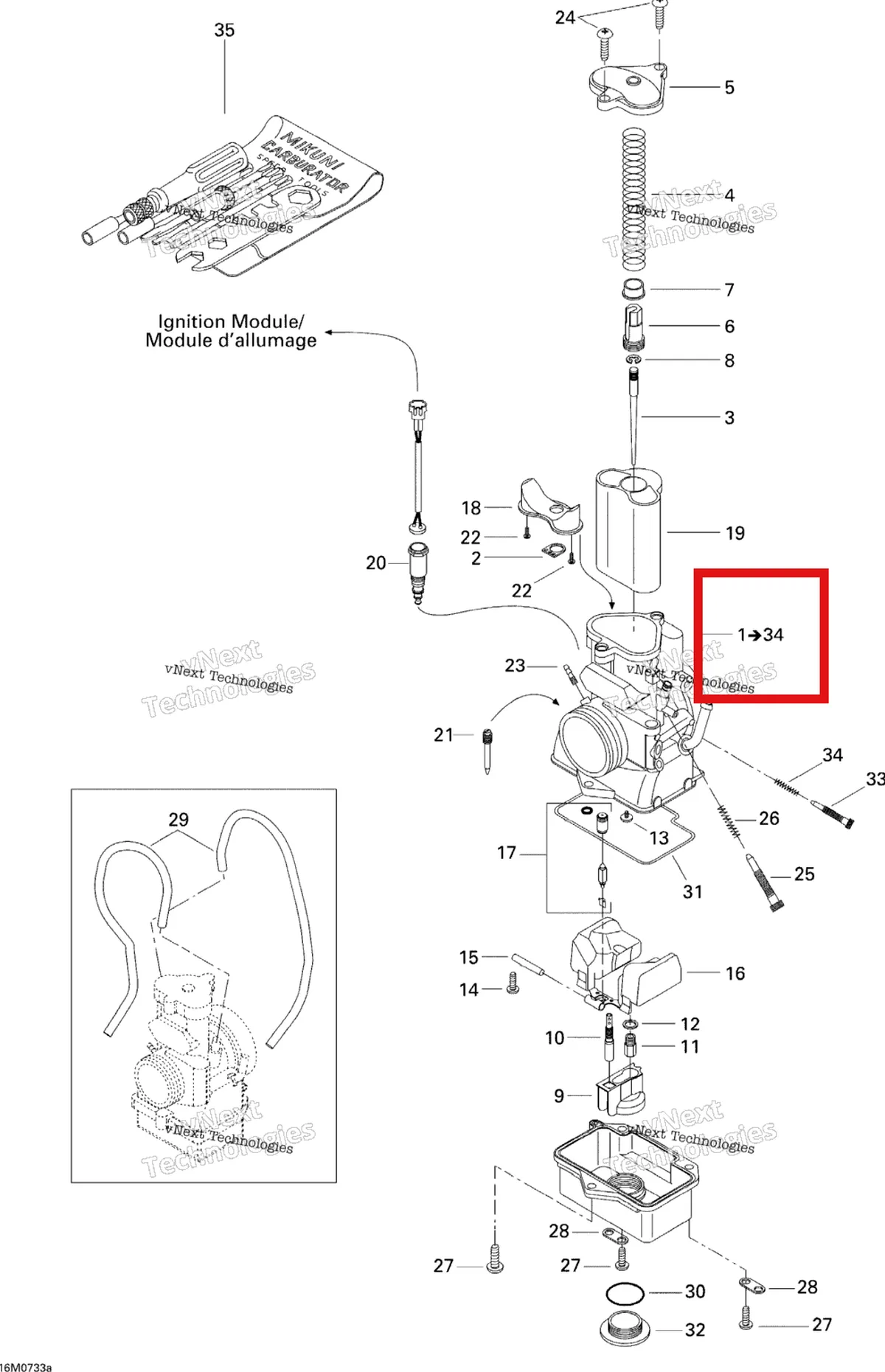 Деталь 403138795 на схеме узла 2007 Ski-Doo MX Z 440X Racing Carburetor